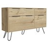 Tuhome Augusta Double Dresser, Superior Top, Hairpin Legs, Four Drawers, Light Oak CLD7039